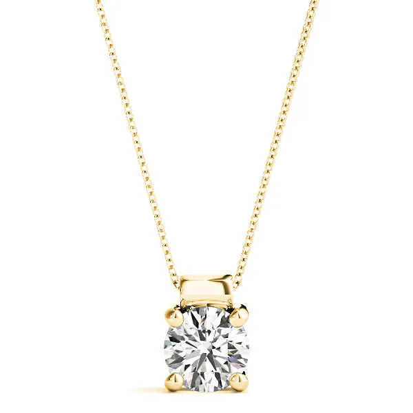 Four Prong Round Diamond Solitaire Necklace Pendant