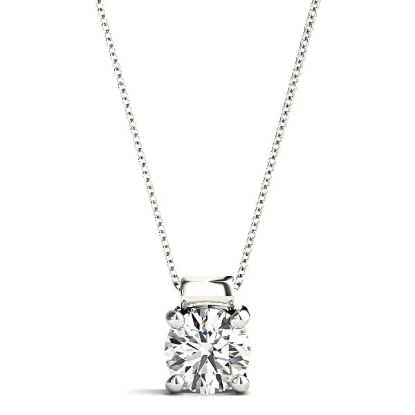 Four Prong Round Diamond Solitaire Necklace Pendant