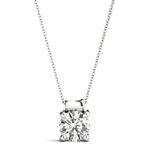 Four Prong Round Diamond Solitaire Necklace Pendant