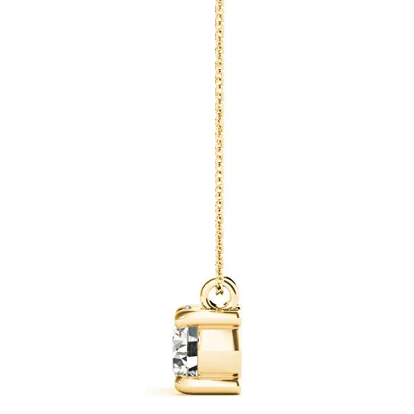 Four Prong Round Diamond Solitaire Necklace Pendant