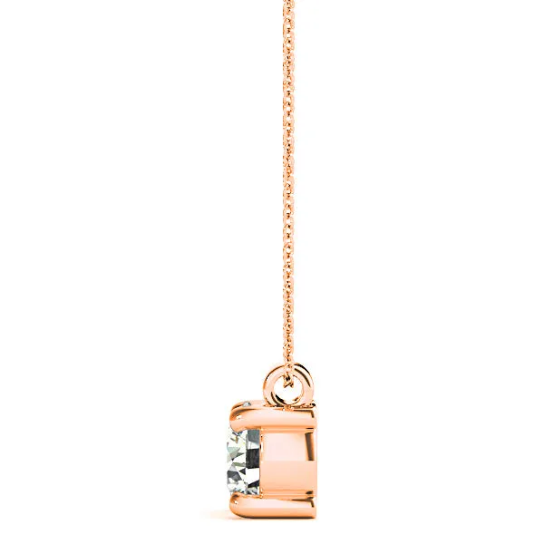 Four Prong Round Diamond Solitaire Necklace Pendant