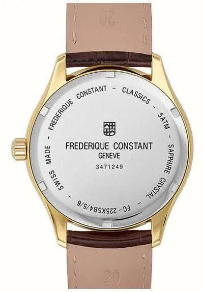 FREDERIQUE CONSTANT CLASSICS QUARTZ GOLD PLATED ON LEATHER STRAP