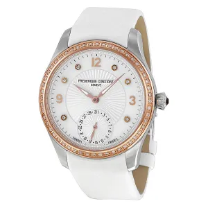 Frederique Constant Maxime White Dial White Textile Strap Ladies Watch 700MPWD3MDZ9