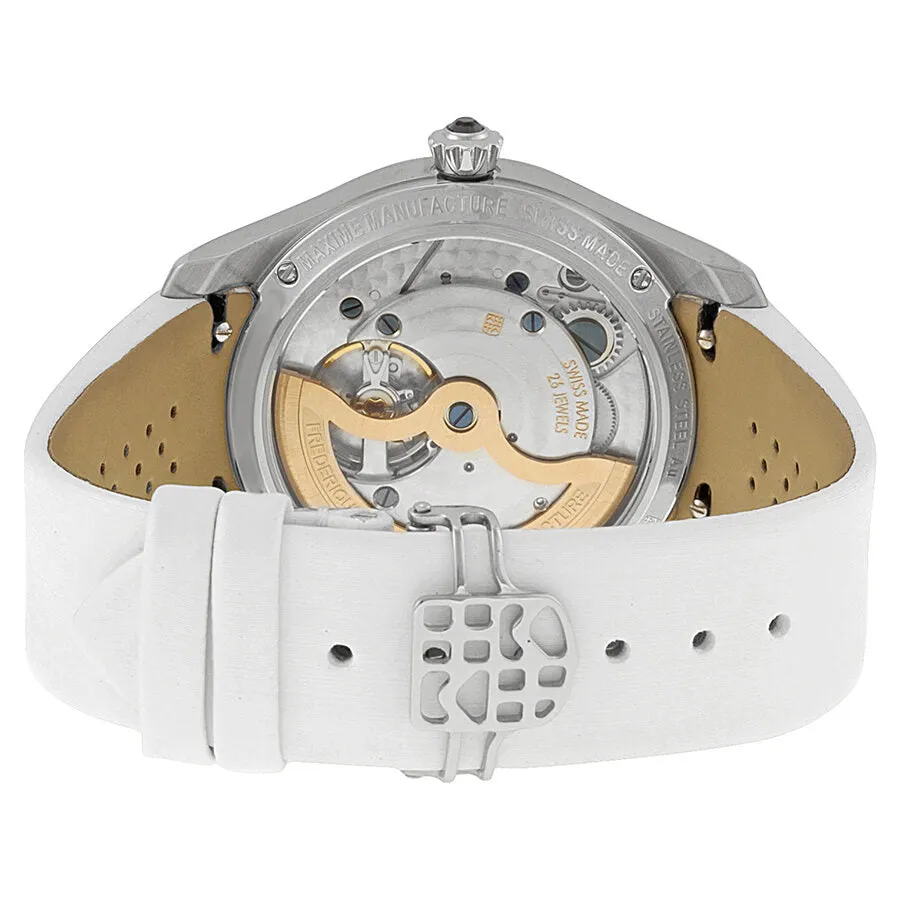 Frederique Constant Maxime White Dial White Textile Strap Ladies Watch 700MPWD3MDZ9