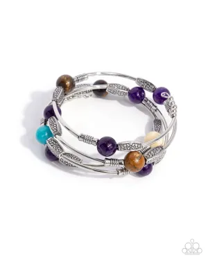 From Start to Finish - Purple - Colorful Stone Bead Paparazzi Coil Bracelet