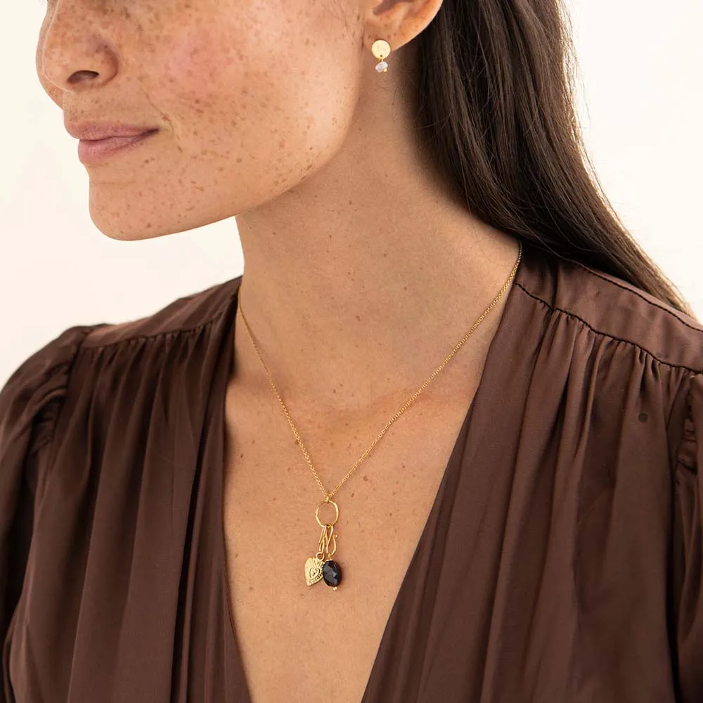 Garnet Gold Plated Faceted Gemstone Pendant
