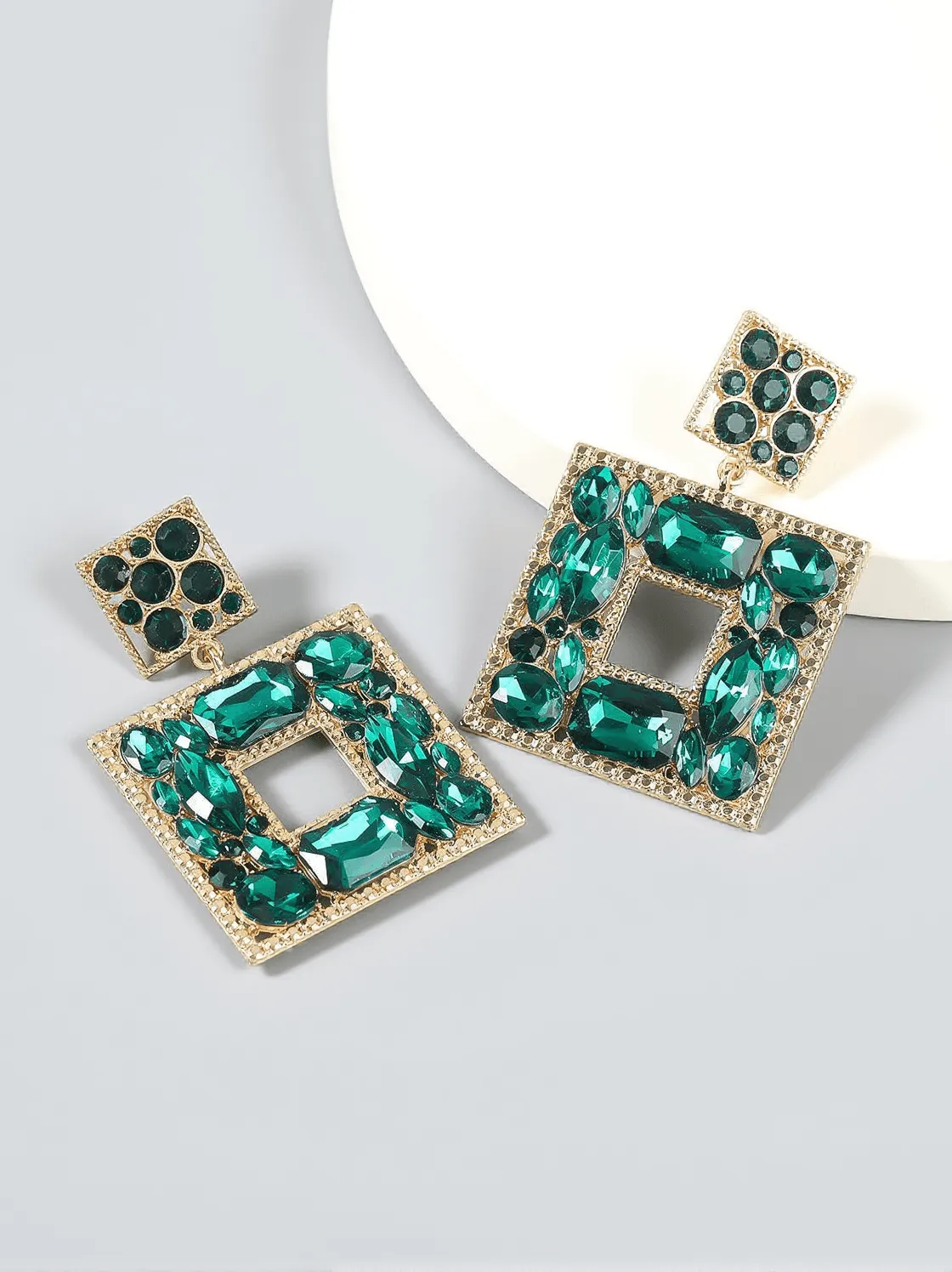 Gem Door Knocker Statement Earrings