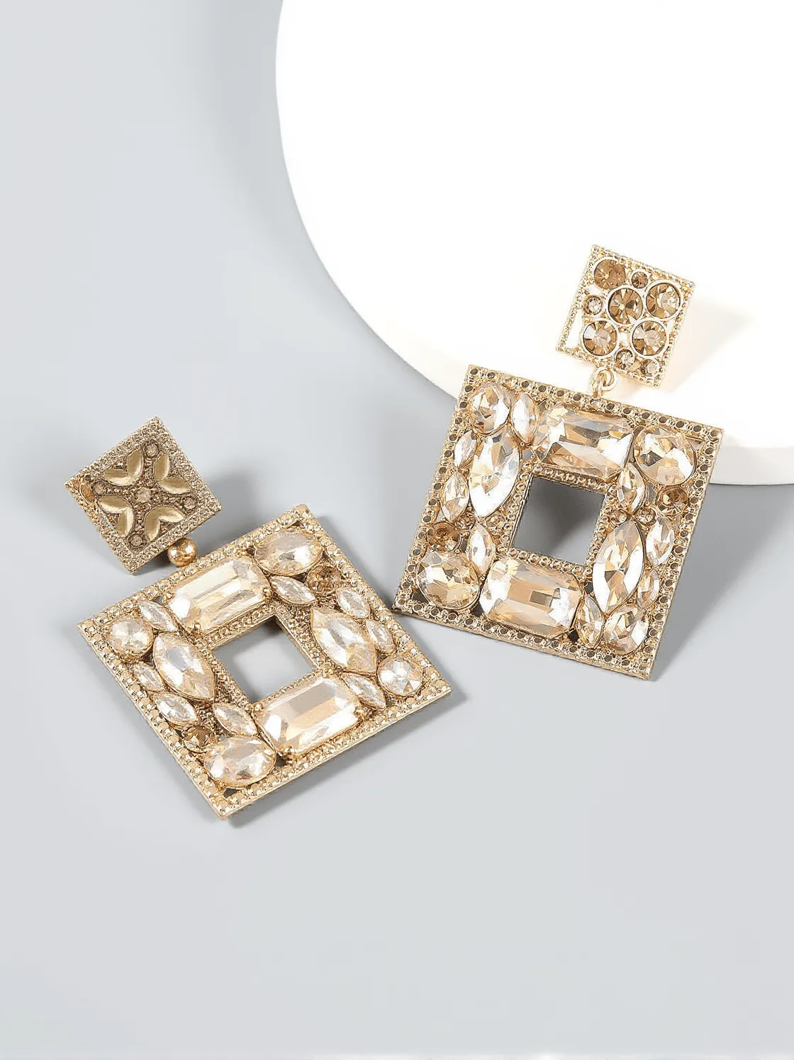 Gem Door Knocker Statement Earrings