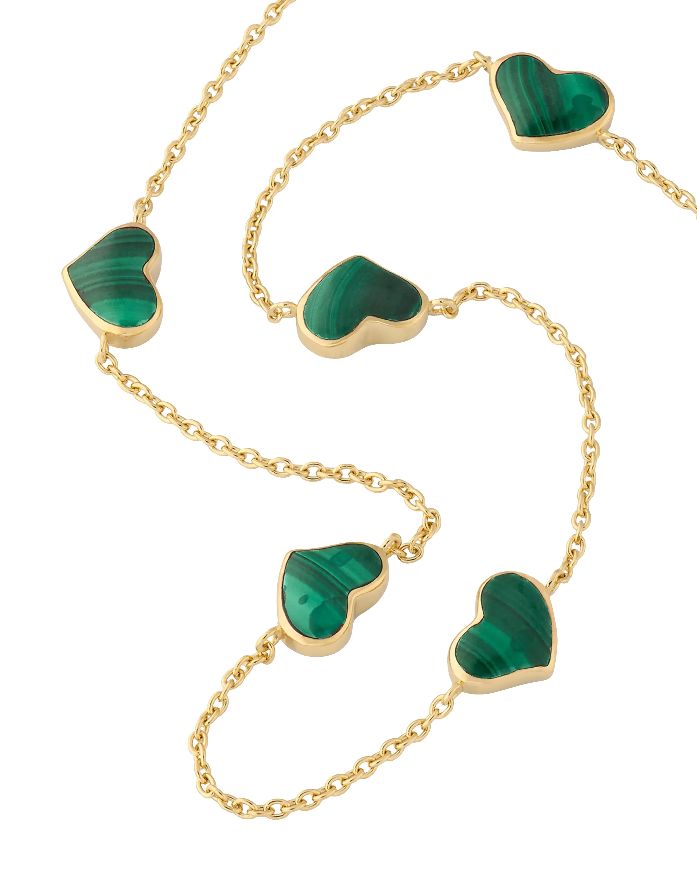 Gemstone 5 Station Heart Necklace in Sterling Silver with 18k Vermeil