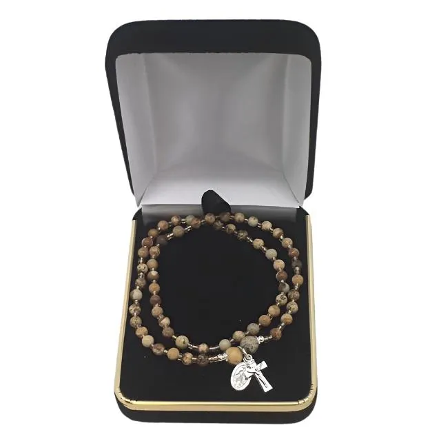Genuine Jasper Twist Rosary Bracelet (4mm)