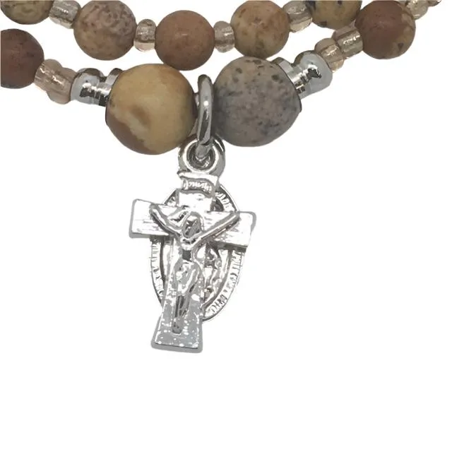 Genuine Jasper Twist Rosary Bracelet (4mm)