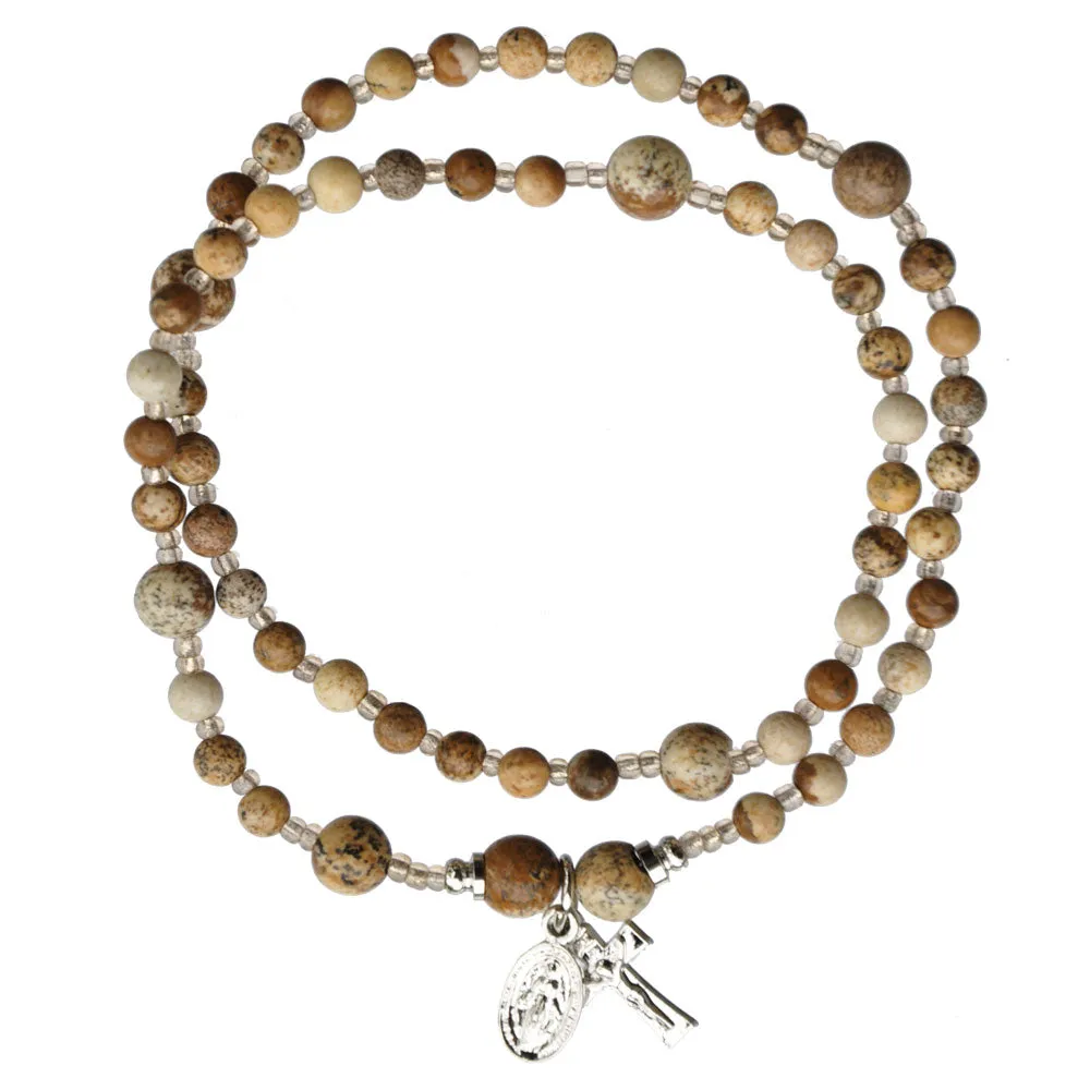 Genuine Jasper Twist Rosary Bracelet (4mm)