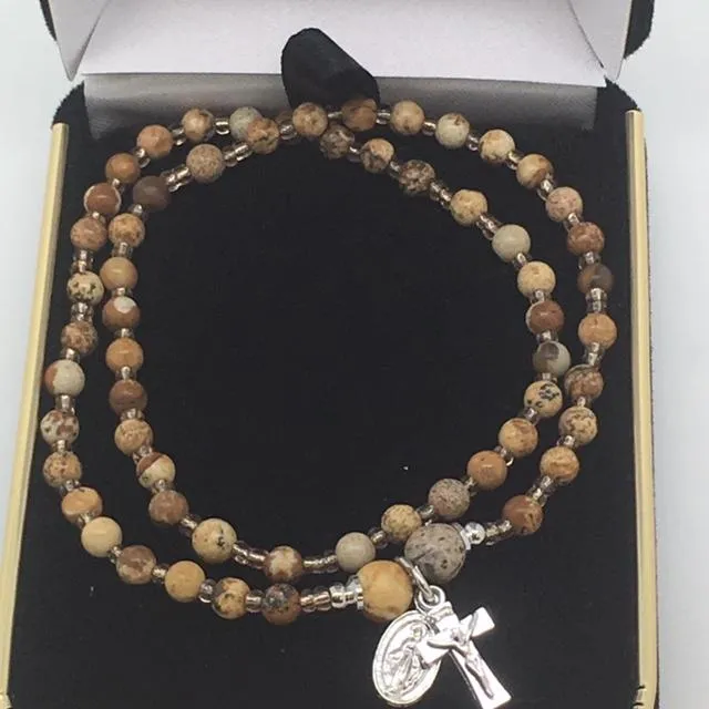 Genuine Jasper Twist Rosary Bracelet (4mm)