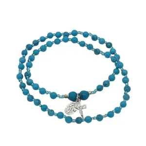 Genuine Turquoise Twist Rosary Bracelet (4mm)