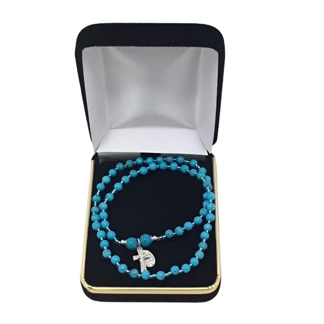 Genuine Turquoise Twist Rosary Bracelet (4mm)