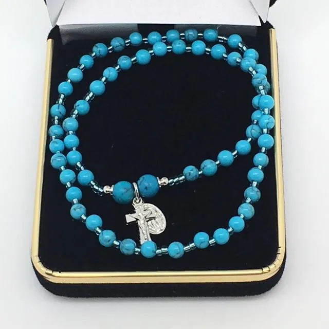 Genuine Turquoise Twist Rosary Bracelet (4mm)
