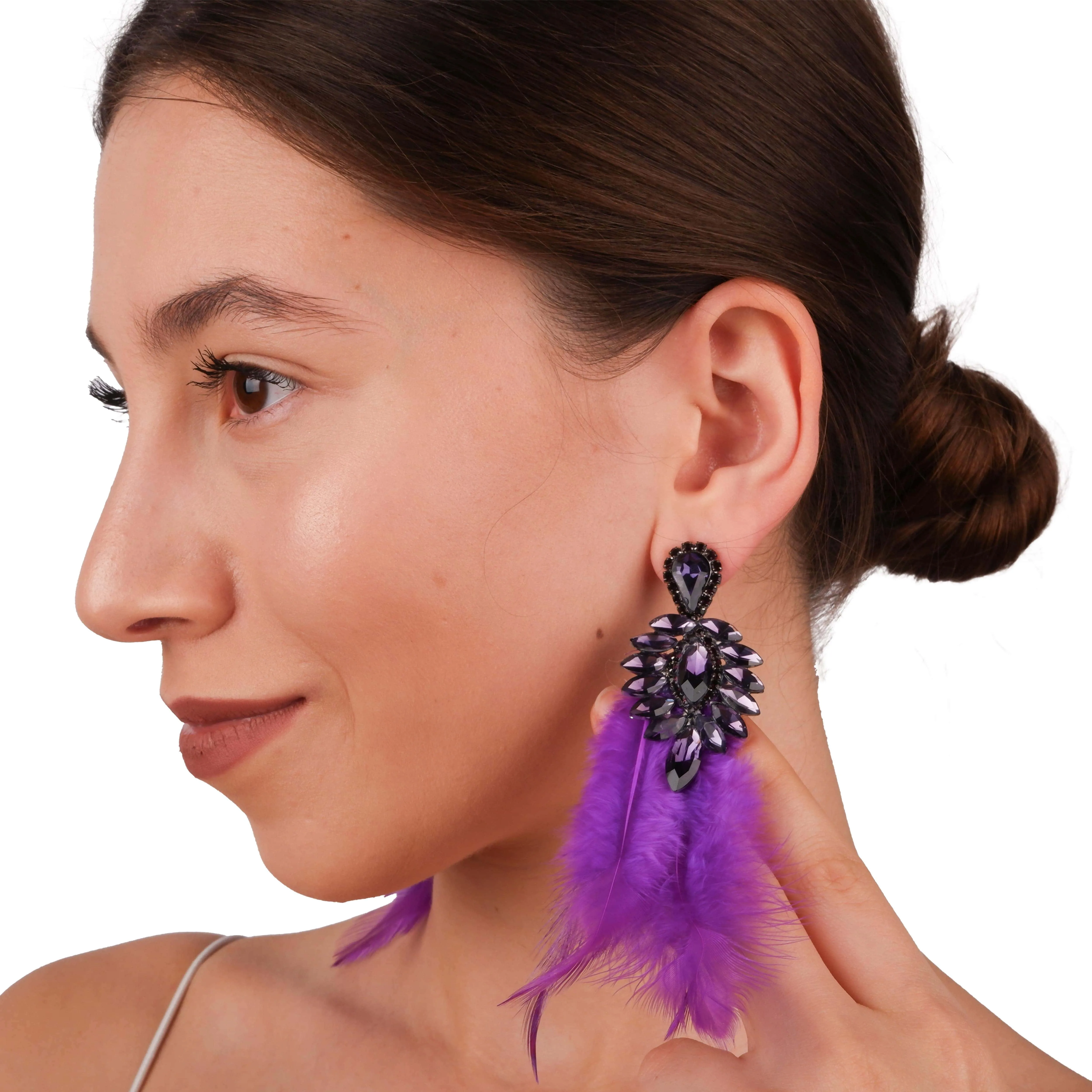 Glamorous Feather Statement Earrings