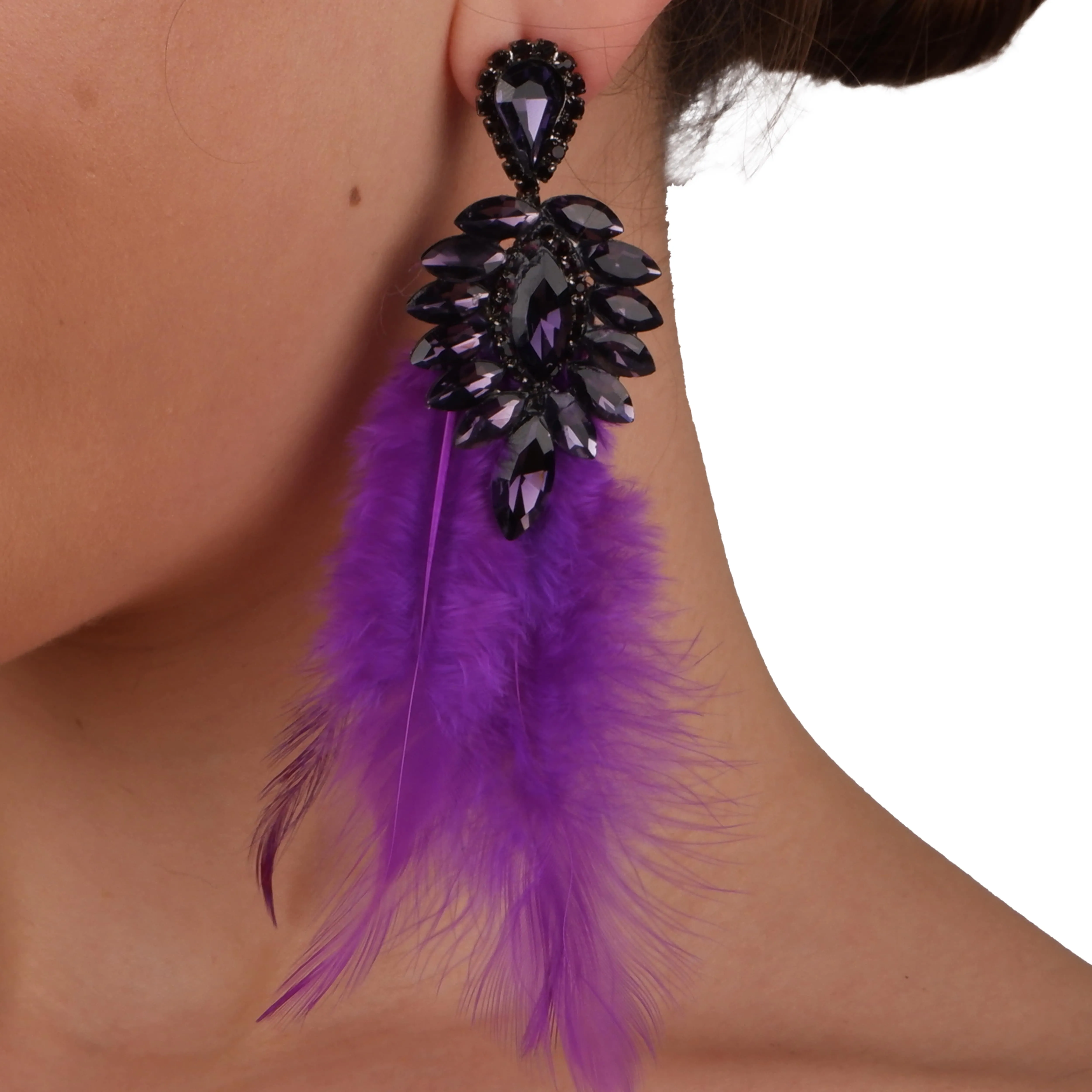 Glamorous Feather Statement Earrings