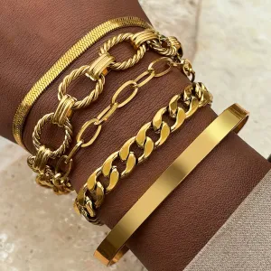 gold 0-shaped mixed twist chain bracelet  set JLTB0720