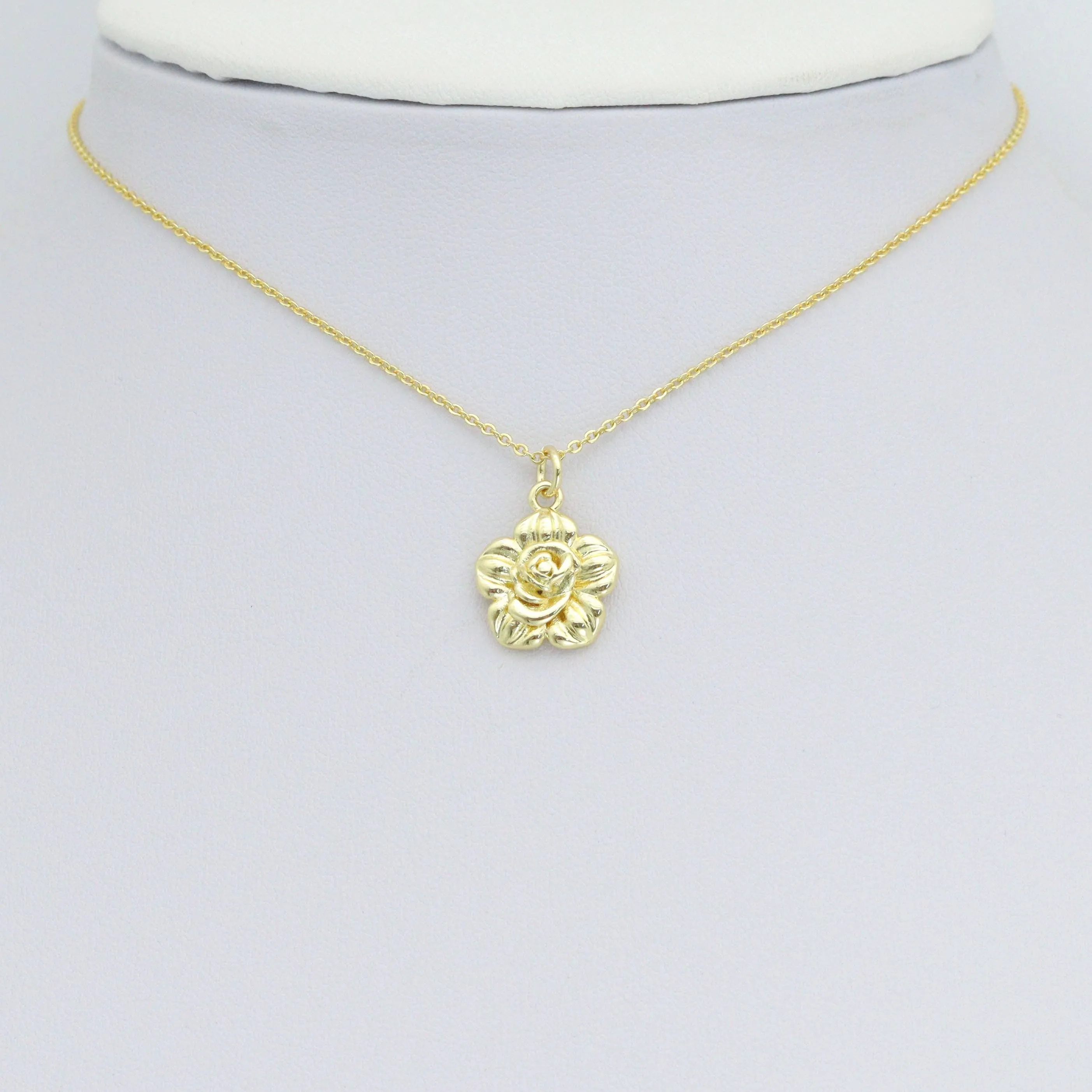 Gold 3D Flower Charm Pendant, Sku#LK1187