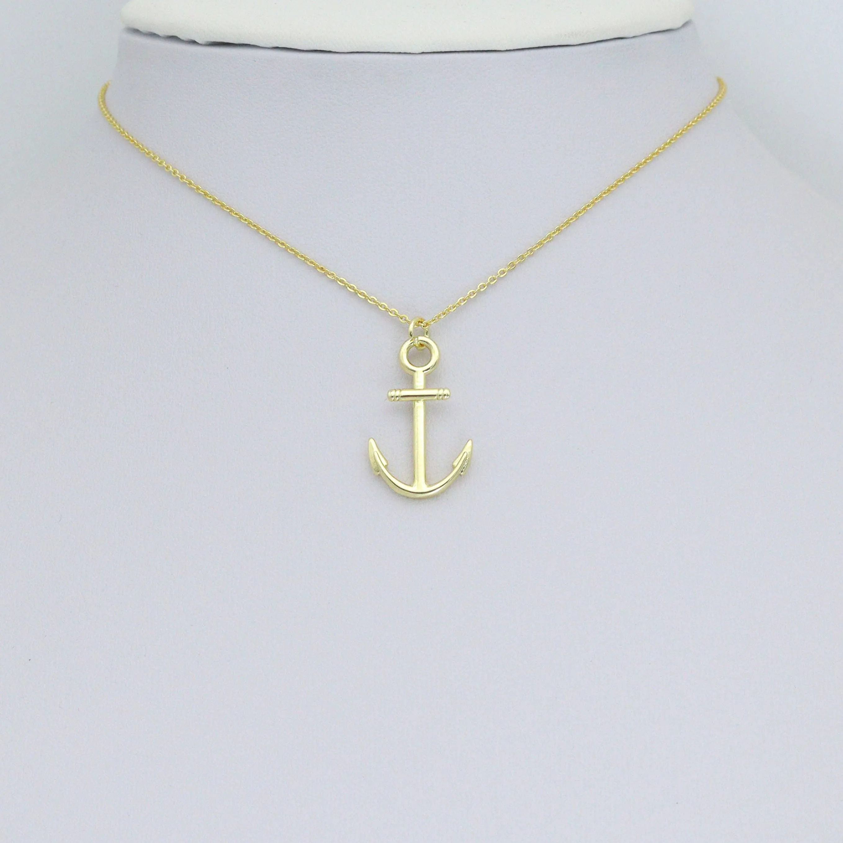 Gold Anchor Charm Pendant, Sku#LK1151