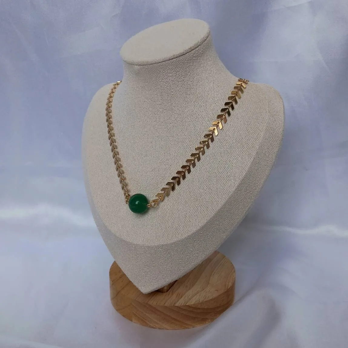 Gold Beaded Choker Necklace - Gold Necklaces,Green Beaded Necklaces,Green Necklace,Gold Jewellery In The UK,Gold Choker Necklaces In The UK