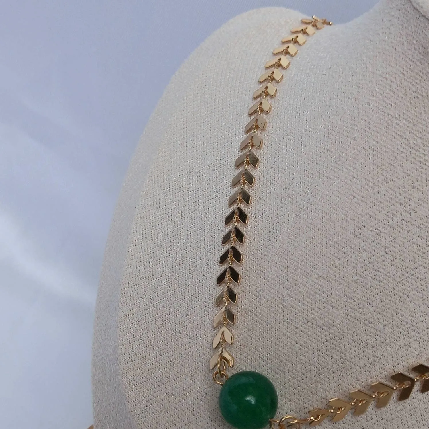 Gold Beaded Choker Necklace - Gold Necklaces,Green Beaded Necklaces,Green Necklace,Gold Jewellery In The UK,Gold Choker Necklaces In The UK