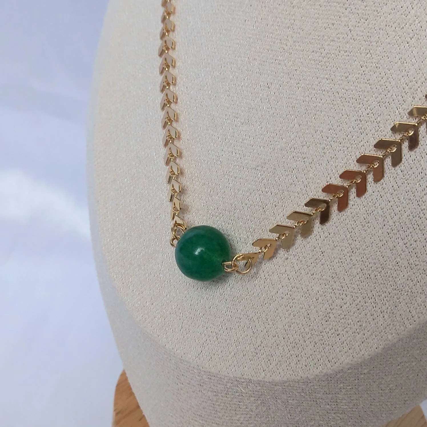 Gold Beaded Choker Necklace - Gold Necklaces,Green Beaded Necklaces,Green Necklace,Gold Jewellery In The UK,Gold Choker Necklaces In The UK