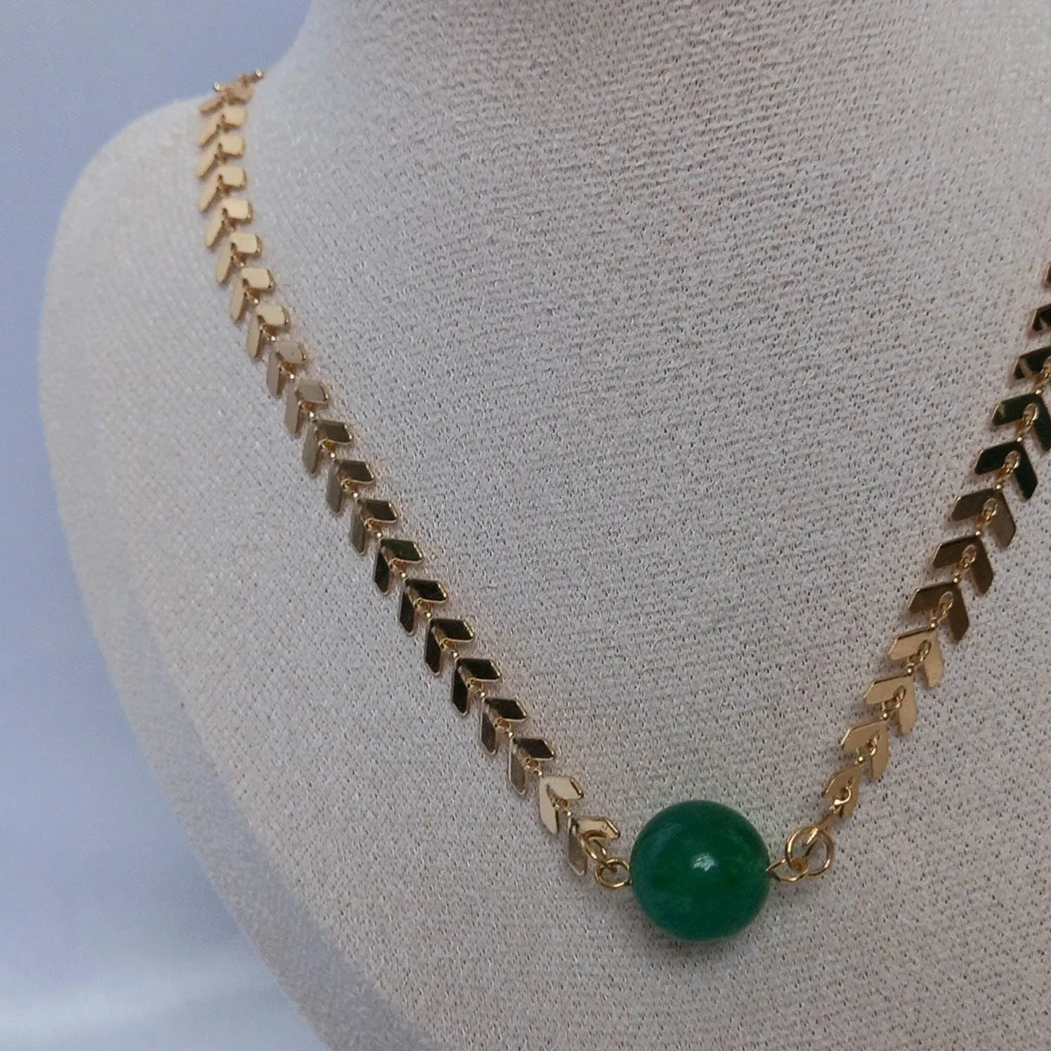 Gold Beaded Choker Necklace - Gold Necklaces,Green Beaded Necklaces,Green Necklace,Gold Jewellery In The UK,Gold Choker Necklaces In The UK