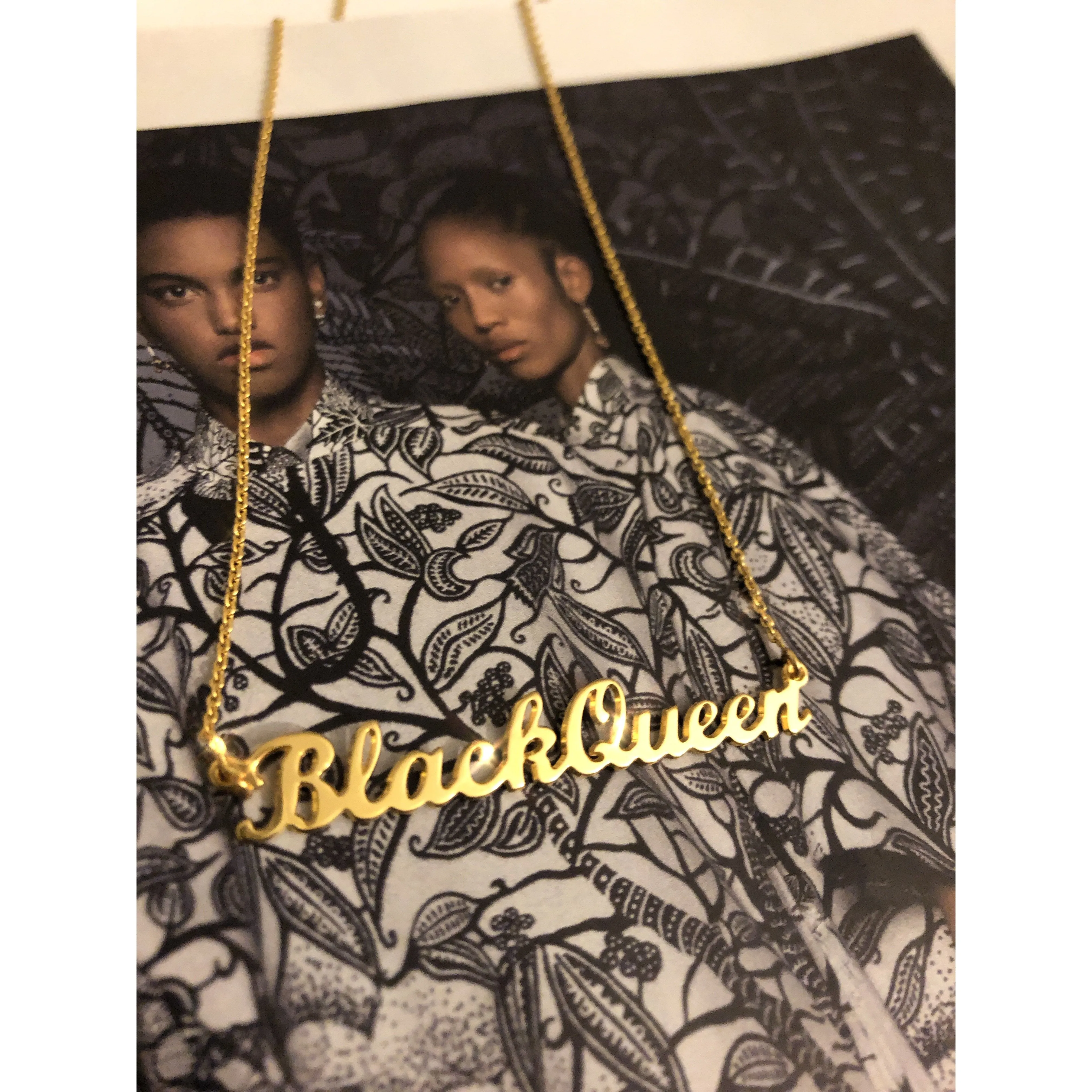Gold Black Queen Necklace