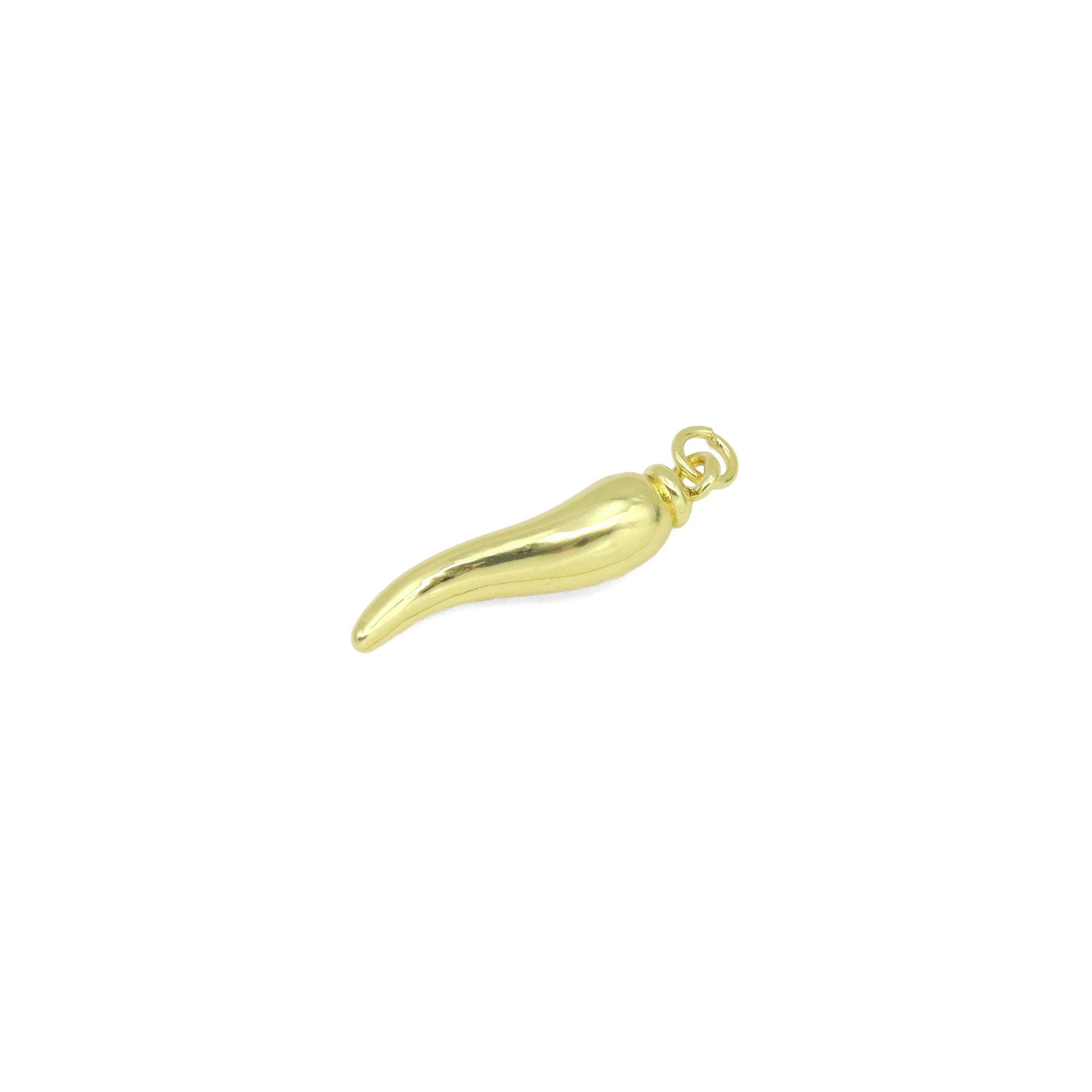 Gold Chili Shape Charm Pendant, Sku#LK1063