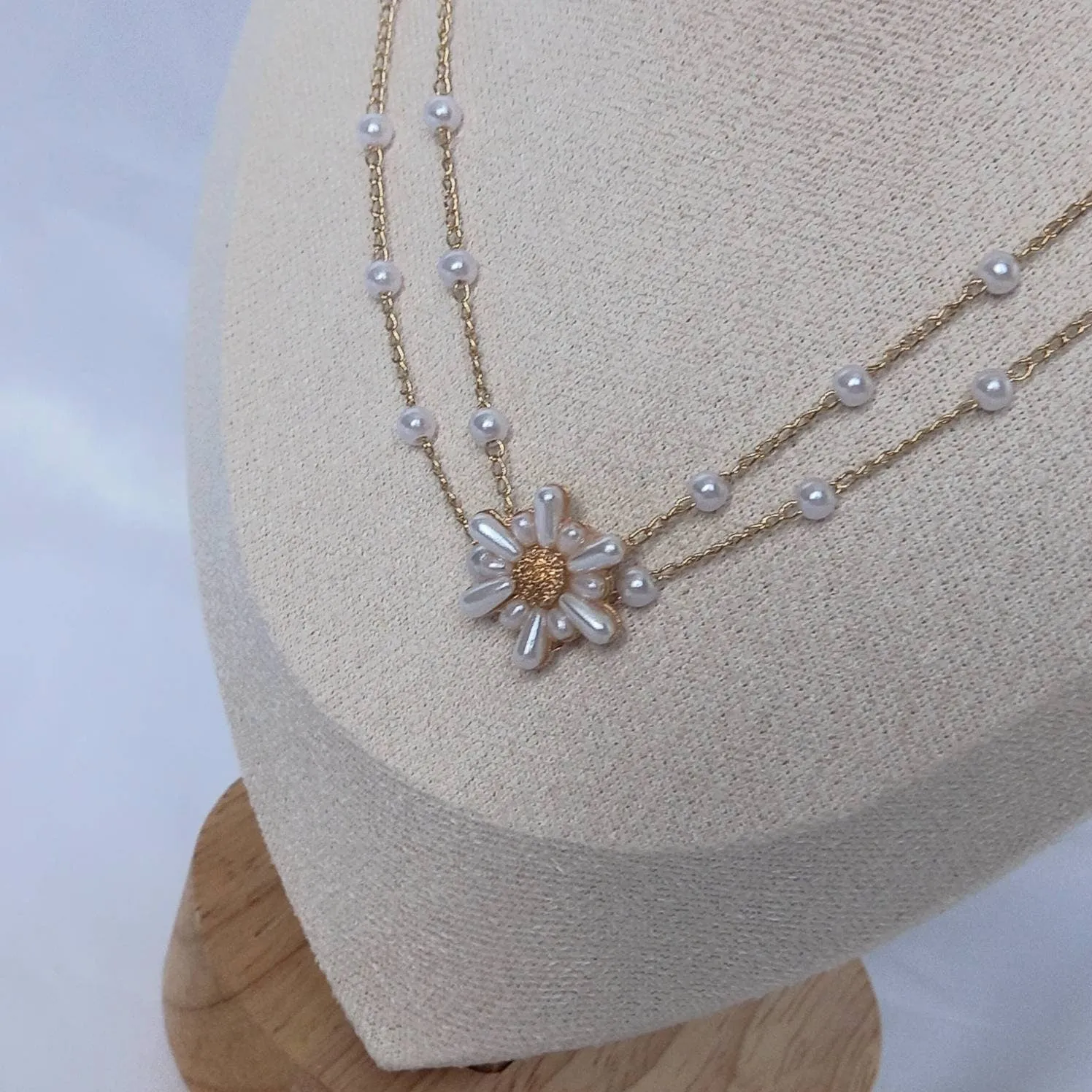 Gold Faux Pearl Flower Choker Necklace - Gold Choker Necklaces In The UK,Flower Necklaces,Gold Necklaces In The UK,Gold Jewellery In The UK