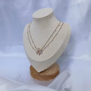 Gold Faux Pearl Flower Choker Necklace - Gold Choker Necklaces In The UK,Flower Necklaces,Gold Necklaces In The UK,Gold Jewellery In The UK
