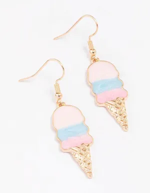 Gold Ice Cream Drop Earrings