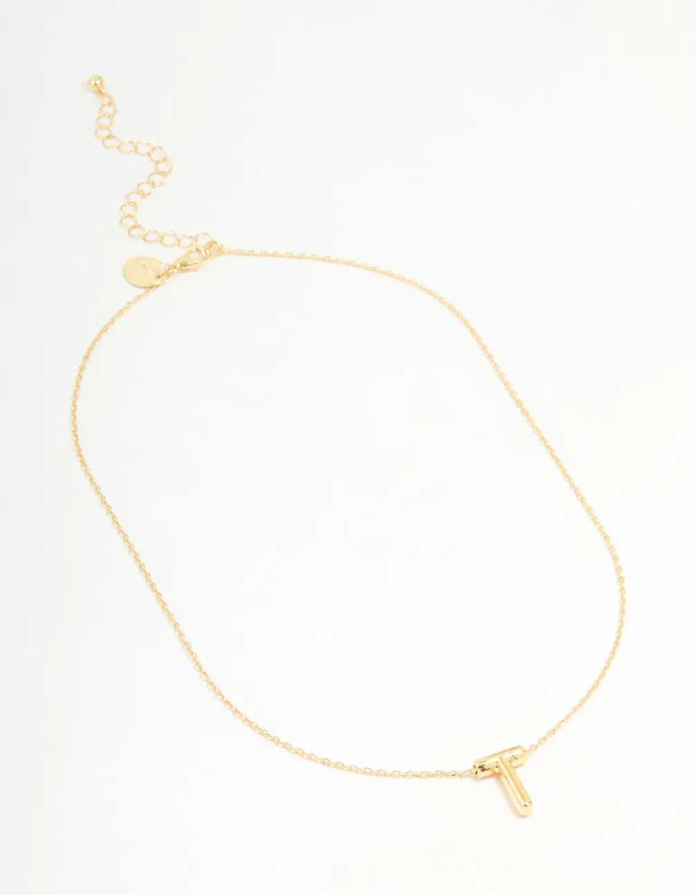 Gold Plated Bubble Letter T Necklace