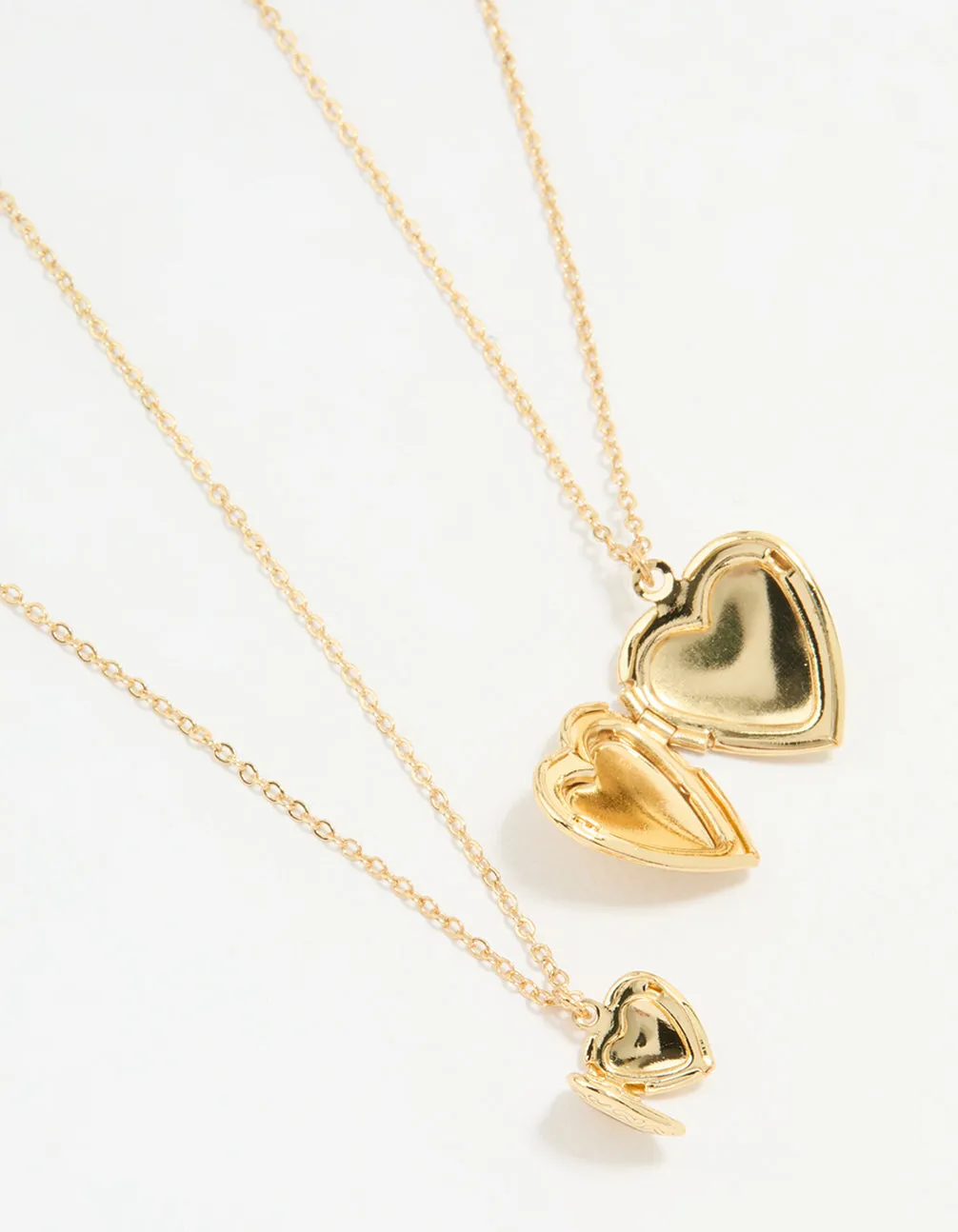 Gold Plated Heart Pendant Necklaces 2-Pack