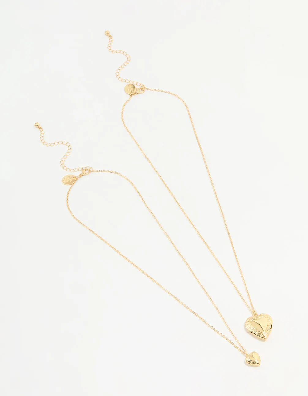 Gold Plated Heart Pendant Necklaces 2-Pack
