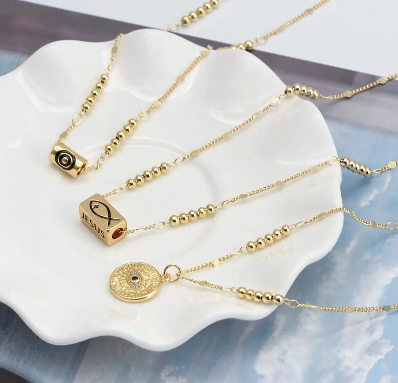 Gold Plated Necklace with Faith Messages in a Pendant 300-19 | Erika Williner Designs