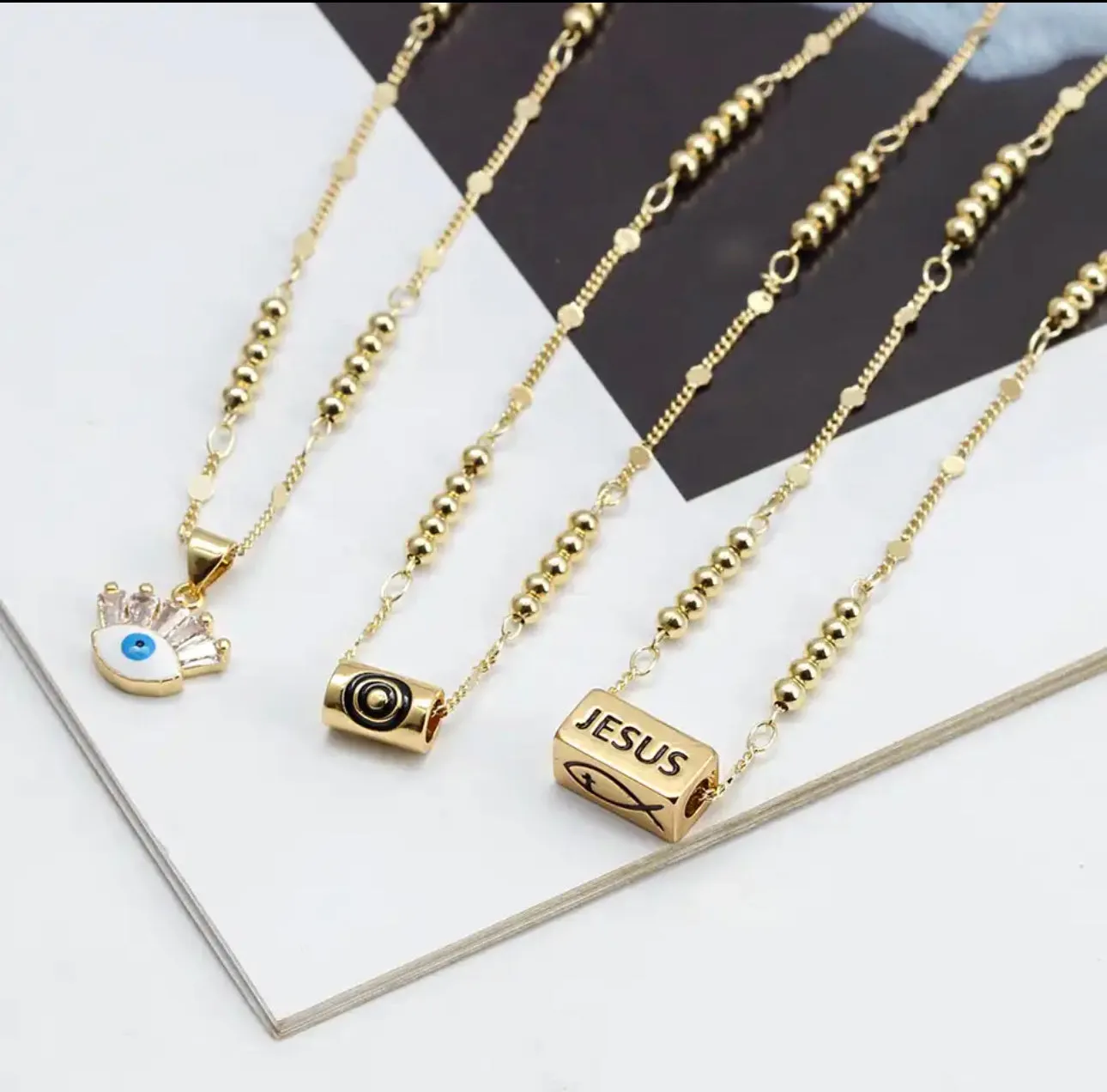 Gold Plated Necklace with Faith Messages in a Pendant 300-19 | Erika Williner Designs