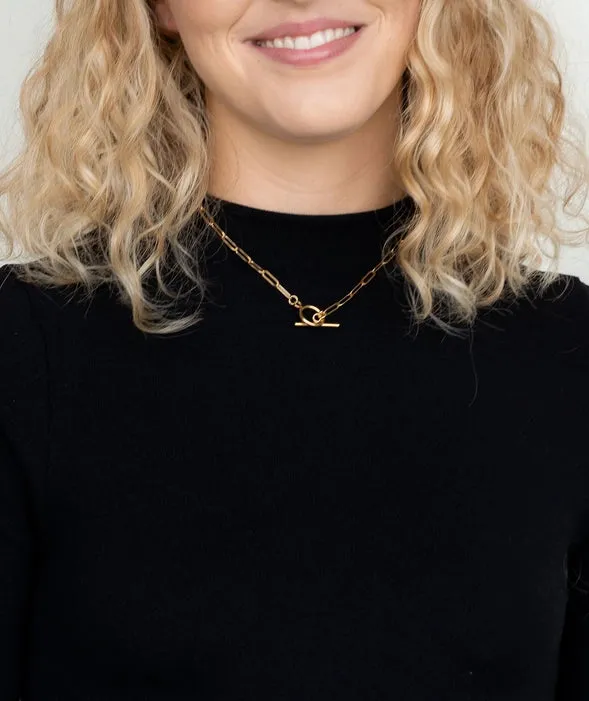Gold Plated Paper Clip Chain Necklace
