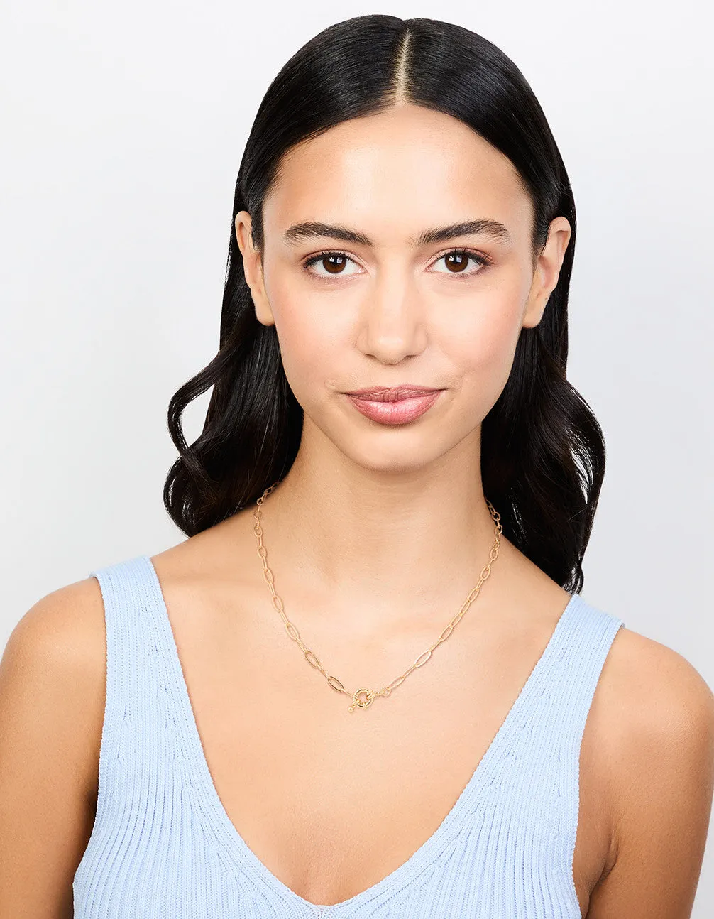 Gold Plated Pin Chain Necklace