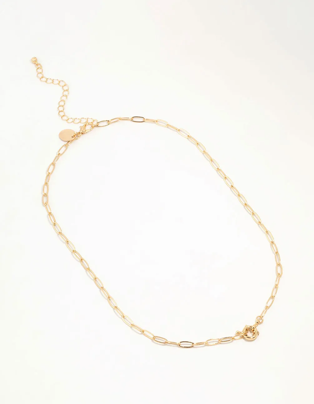 Gold Plated Pin Chain Necklace