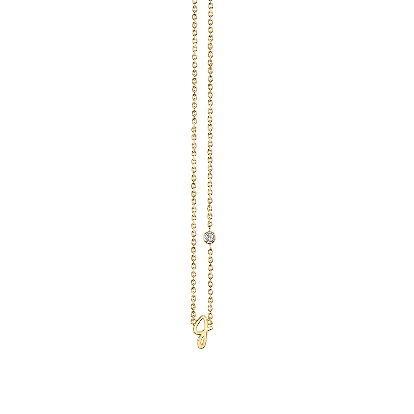 Gold Plated Sterling Silver Initial Necklace with Bezel Set Diamond