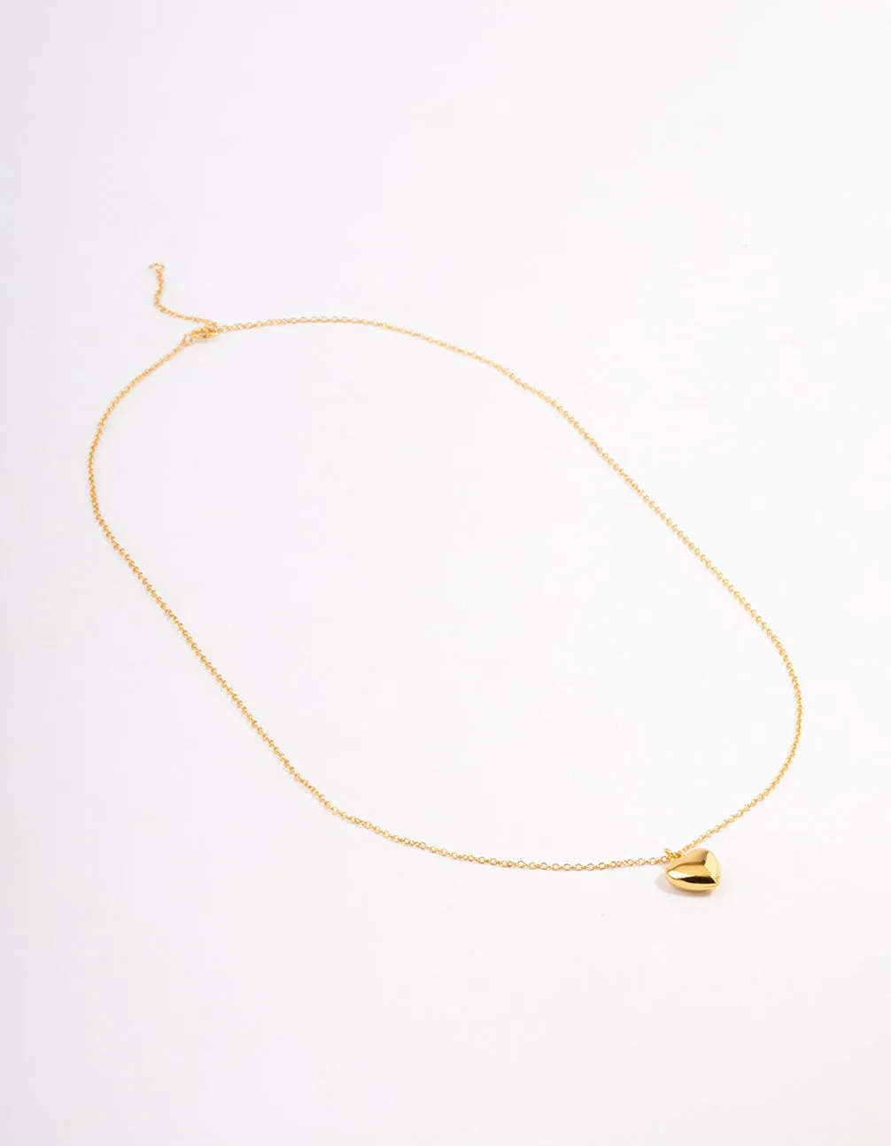 Gold Plated Sterling Silver Puffed Heart Necklace