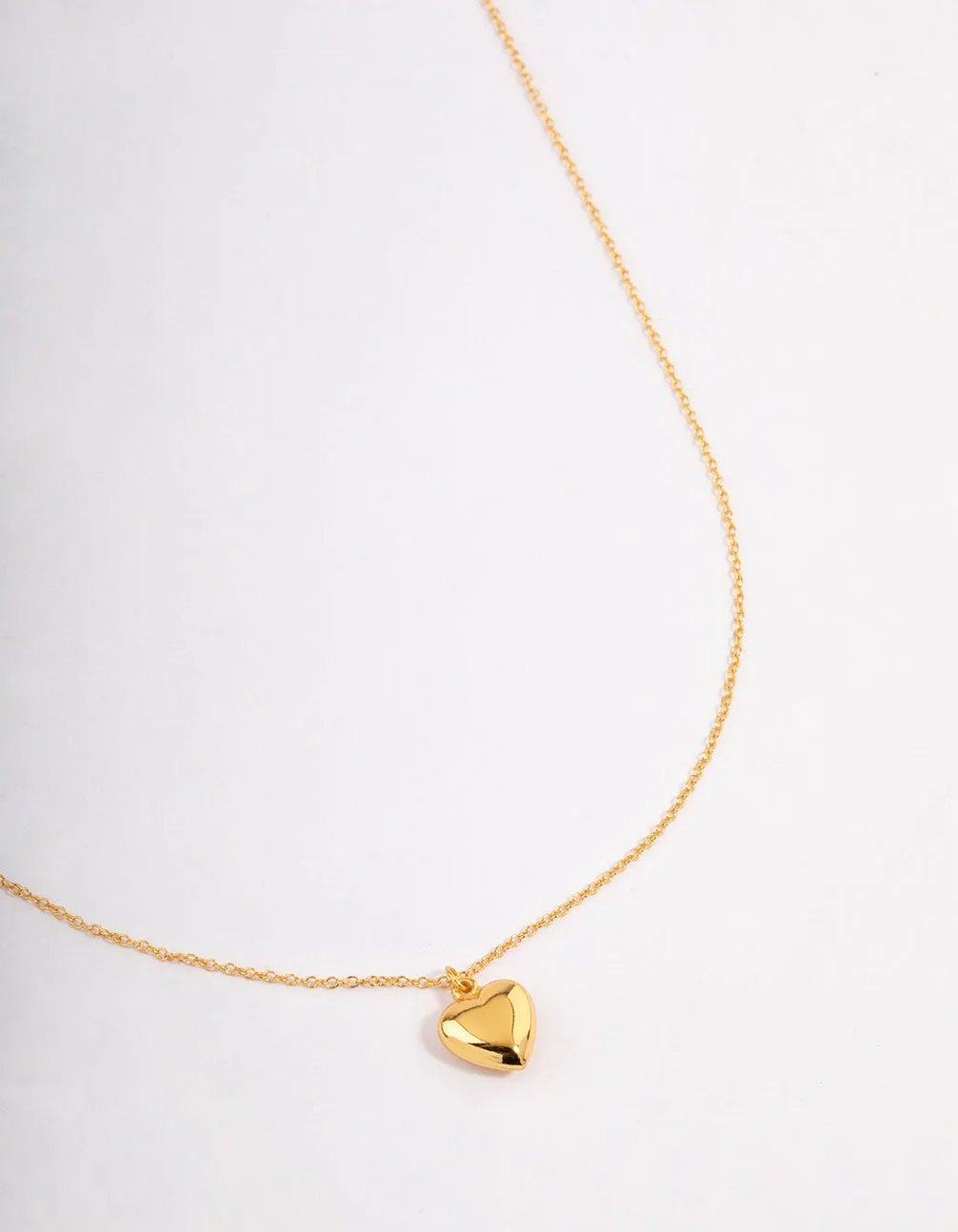 Gold Plated Sterling Silver Puffed Heart Necklace