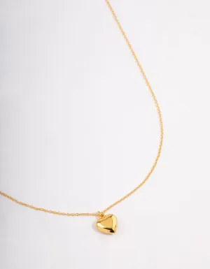 Gold Plated Sterling Silver Puffed Heart Necklace