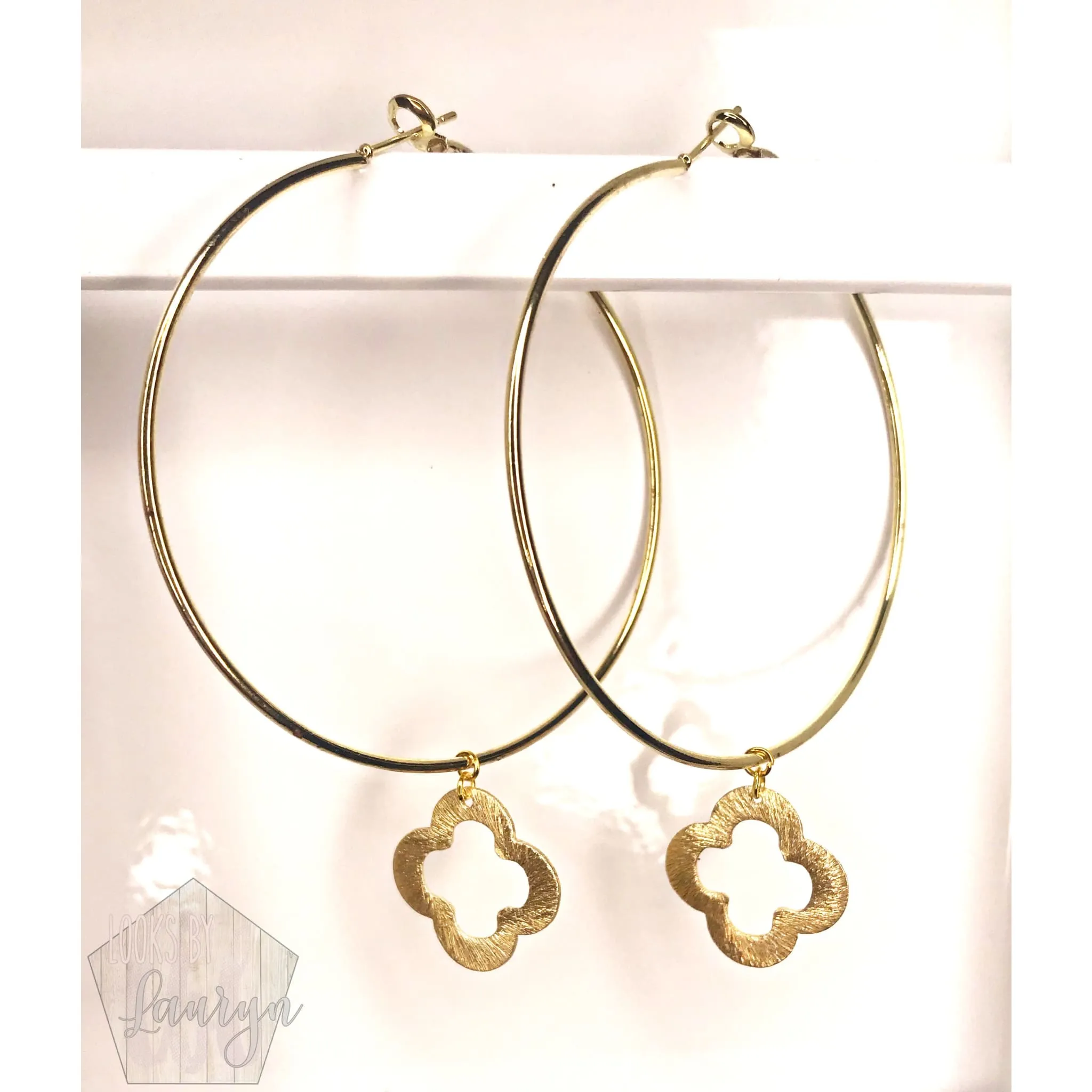 Gold Quatrefoil Hoops
