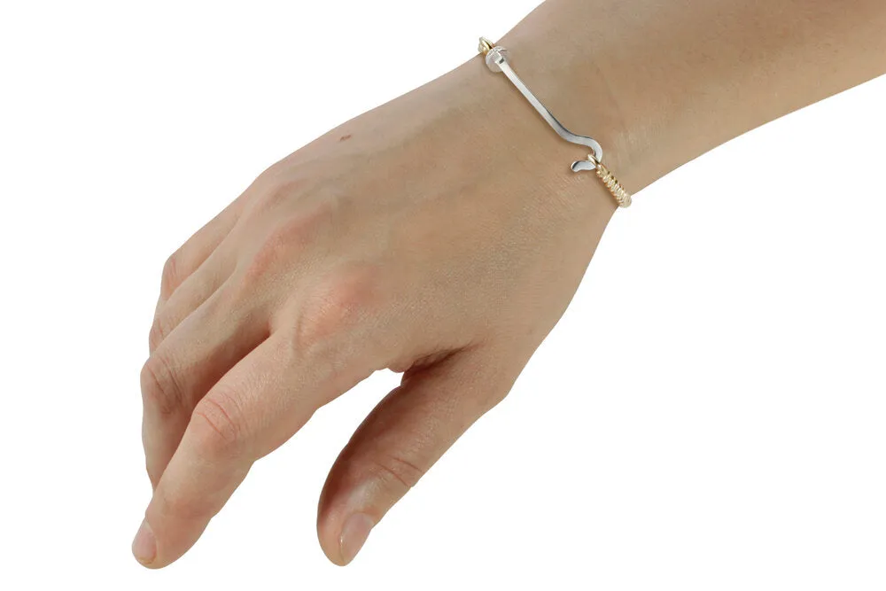 Gold Twist Bangle With Silver Hook And Diamond Rondelle
