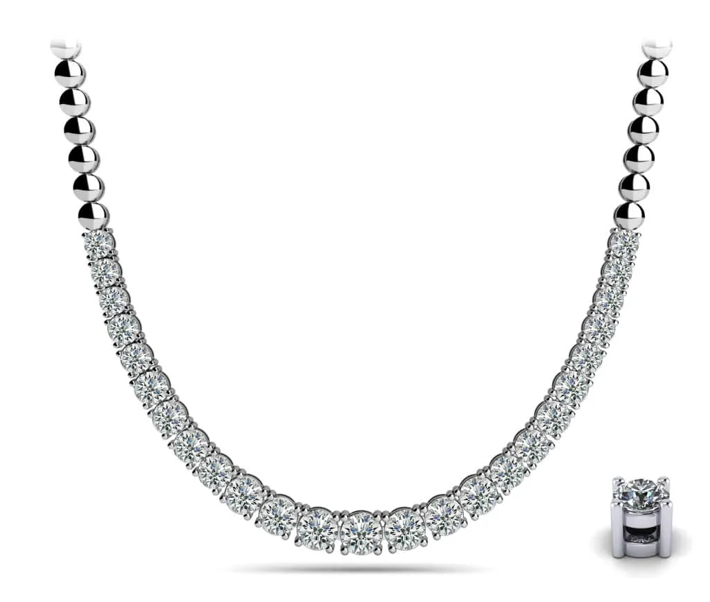 Graduated Diamond Necklace With Shiny Links Lab-Grown Diamond  with 2.00 ct.(finished)