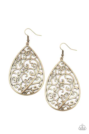 Grapevine Grandeur Brass Paparazzi Earrings